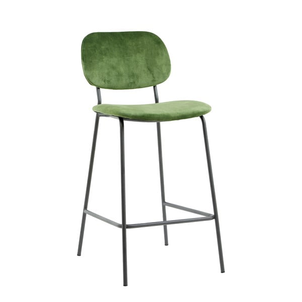 Zelená zamatová barová stolička 92 cm Emma - Light & Living