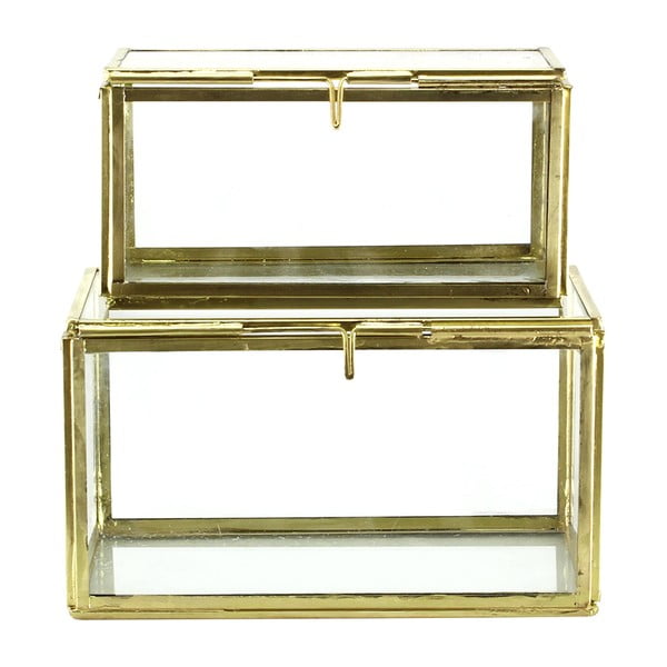 Set 2 sklenených boxov Small Brass