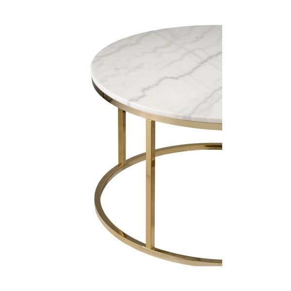 Biely mramorový konferenčný stolík s podnožou v zlatej farbe RGE Accent, ⌀ 85 cm-image-4
