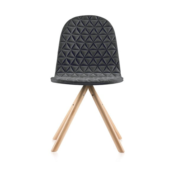 Tmavosivá stolička s prírodnými nohami IKER Mannequin Triangle