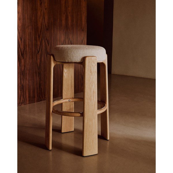 Béžová/v svetlo prírodnej farbe barová stolička z jaseňového dreva (výška sedadla 75 cm) Granite – Kave Home-image-1