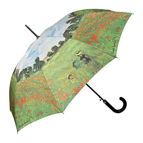 Zelený dáždnik s rúčkou Von Lilienfeld Field of Poppies
