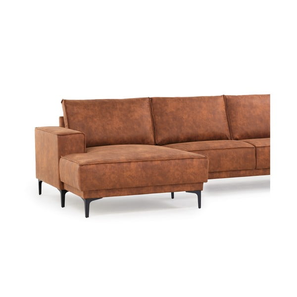 Koňakovohnedá rohová pohovka z imitácie kože (ľavý roh) Copenhagen – Scandic-image-4