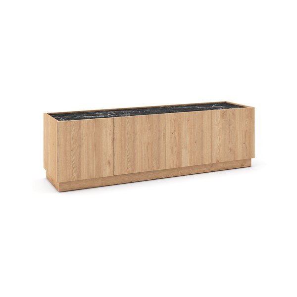 Čierny/prírodný TV stolík v dekore duba 160x48 cm Dione – Marckeric-image-2