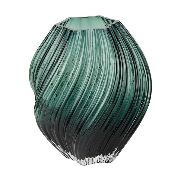 Tmavozelená sklenená ručne vyrobená váza (výška  23 cm) – House Nordic