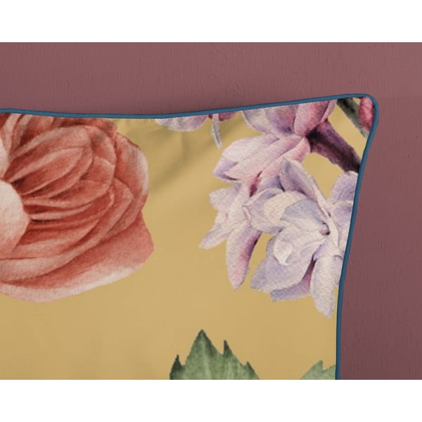 Okrovožlté obliečky na dvojlôžko/predĺžené z bavlneného saténu 240x220 cm Fiori – Descanso-image-3