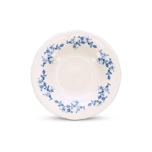 Biely/modrý hlboký  porcelánový tanier ø 23,5 cm Retro – BonBistro-image-2