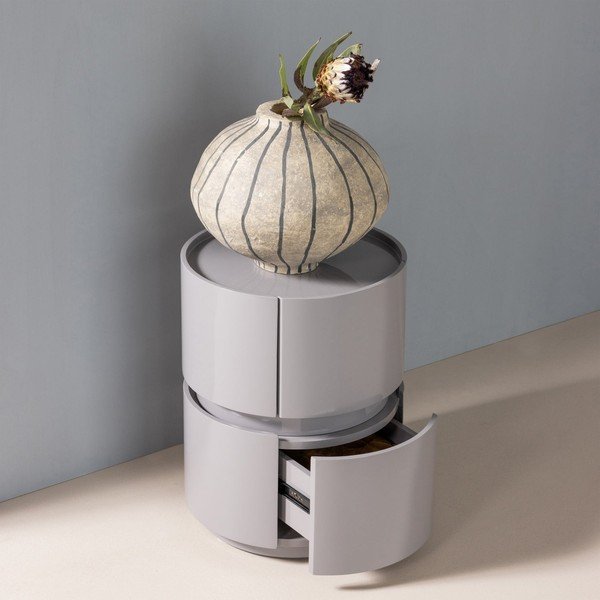 Svetlosivý lesklý nočný stolík Lunex – WOOOD-image-1