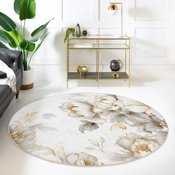 Prateľný okrúhly koberec vo svetlosivej a béžovej farbe ø 150 cm Soft and Gentle – Mila Home-image-3