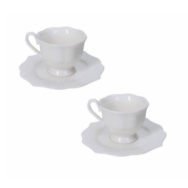 Biele šálky v súprave 2 ks z kostného porcelánu 80 ml Queen – Brandani