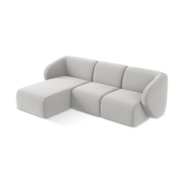 Svetlosivá zamatová rohová pohovka (ľavý roh/s leňoškou) Lani – Makamii-image-2