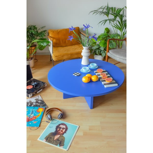 Modrý okrúhly konferenčný stolík ø 100 cm Pausa – Really Nice Things-image-3