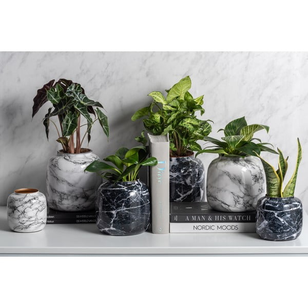Bielo-čierna železná váza PT LIVING Marble, výška 12,5 cm-image-4