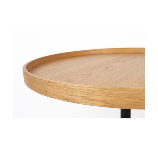 Okrúhly konferenčný stolík s doskou v dubovom dekore v prírodnej farbe ø 70 cm Yuri L – White Label-image-3