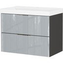 Sivá lesklá závesná skrinka s umývadlom 81x65 cm Vasio – Germania