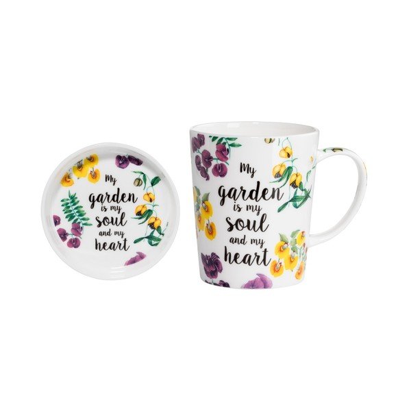 Set hrnčekov s podnosom z kostného porcelánu Maxwell & Williams Soul Heart, 400 ml