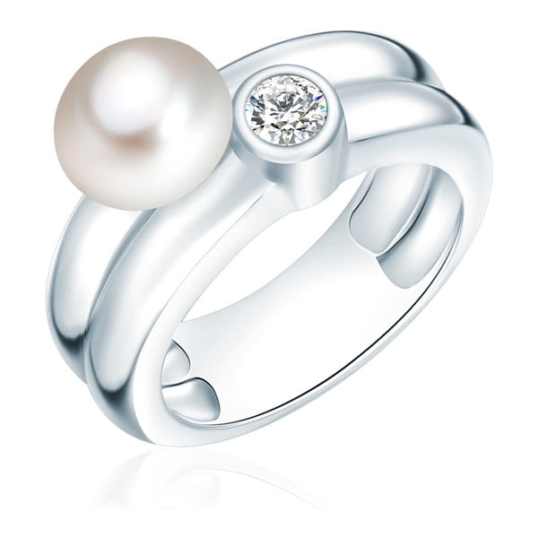 Prsteň s perlou a zirkónom Nova Pearls Copenhagen Lynkeus, veľ. 56