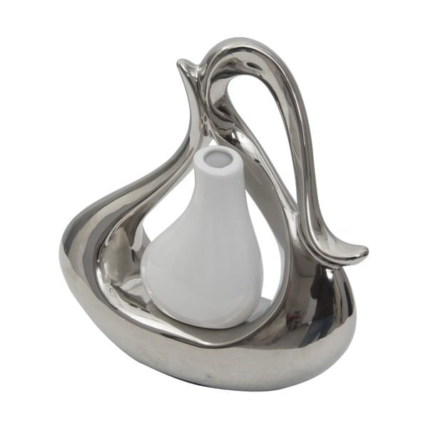 Bielo-strieborná keramická váza Mauro Ferretti Ribbon