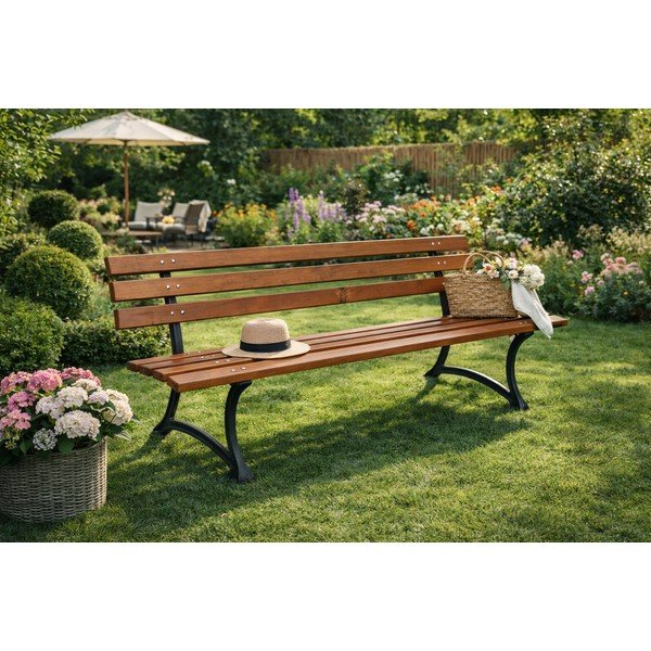 Drevená záhradná lavica v prírodnej farbe – Rojaplast-image-1