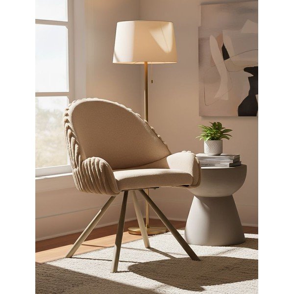 Krémové čalúnené jedálenské kreslá v súprave 2 ks s podrúčkami Stockholm – Mauro Ferretti-image-1