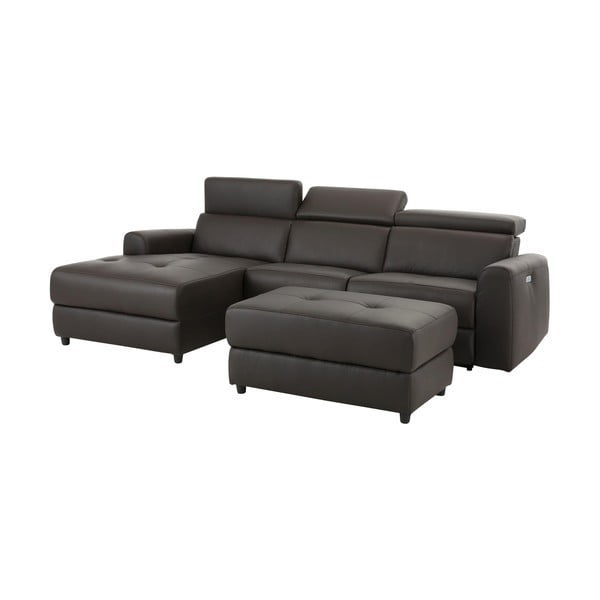 Tmavohnedá rohová pohovka z imitácie kože (ľavý roh) Capena – Støraa-image-4