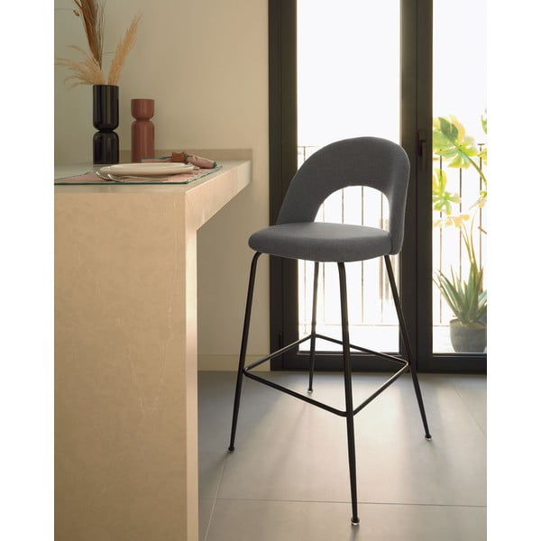 Sivé barové stoličky v súprave 4 ks (výška sedadla 63 cm) Mahalia – Kave Home-image-1