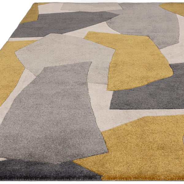 Ručne tkaný koberec z recyklovaných vlákien v okrovo žltej a sivej farbe 160x230 cm Rómy – Asiatic Carpets-image-3