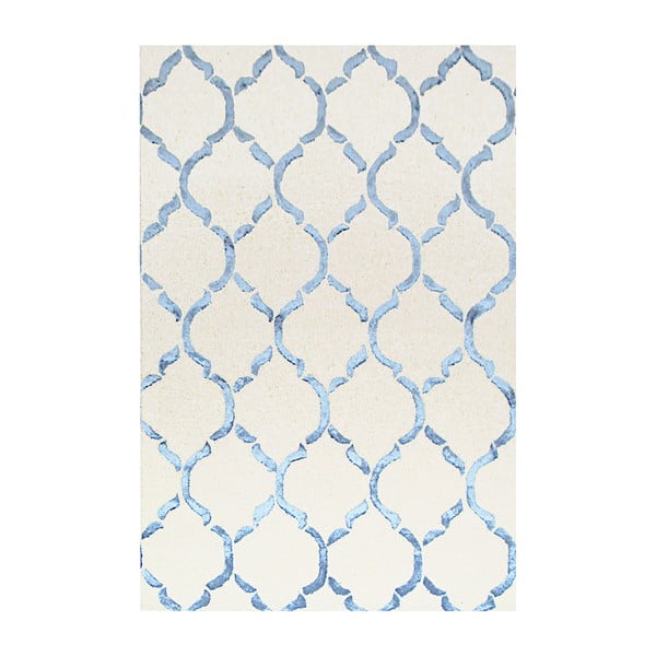 Ručne tuftovaný modrý koberec Bakero Chain, 153 × 244 cm
