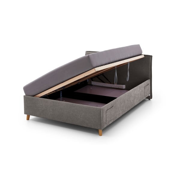 Sivá čalúnená detská posteľ s úložným priestorom s roštom 90x200 cm Fun – Meise Möbel-image-2