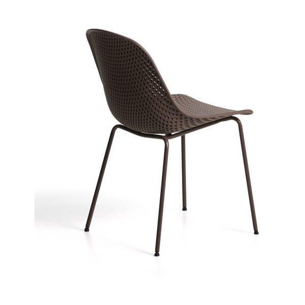 Hnedá kovová záhradná stolička Quinby – Kave Home-image-3