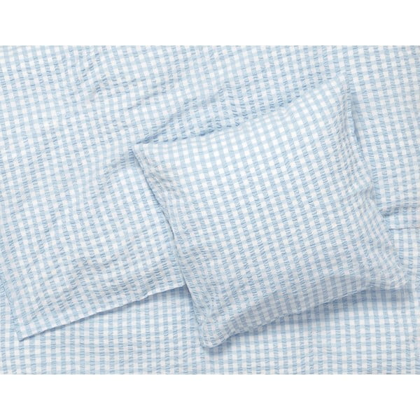 Bielo-svetlomodré krepové obliečky na jednolôžko 140x200 cm Bæk&Bølge – JUNA-image-1