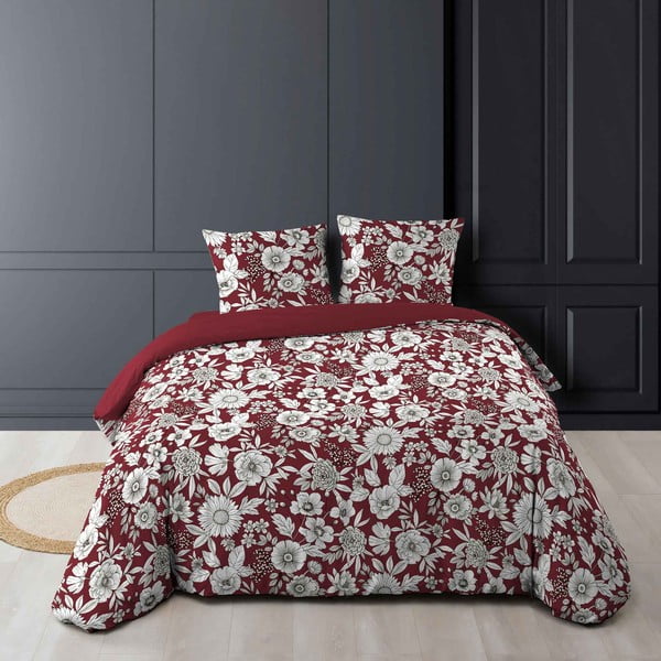 Červeno-biele predĺžené bavlnené obliečky na dvojlôžko 240x220 cm Milady – douceur d'intérieur