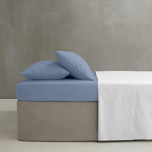 Modrá napínacia perkálová plachta 90x190 cm Easy Iron Percale – Catherine Lansfield-image-1