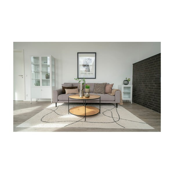 Okrúhly konferenčný stolík s doskou v dubovom dekore v prírodnej farbe ø 80 cm Vita – House Nordic-image-4