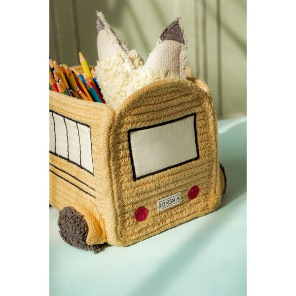 Okrovožltý látkový detský kôš na hračky 22x19x15 cm School Bus – Lorena Canals-image-3