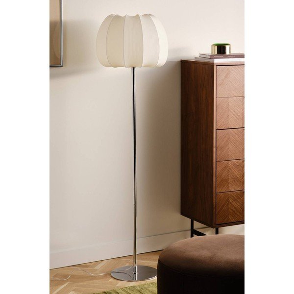Biela/v lesklej striebornej farbe látková stojacia lampa (výška  150 cm) Pion – Jotex-image-2