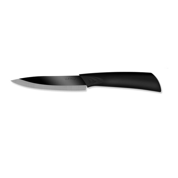 Keramický krájací nôž s leštenou čepeľou, 10 cm, černý