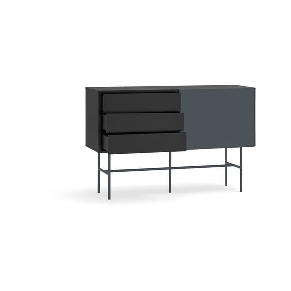 Čierna/antracitová nízka komoda s posuvnými dverami 140x91 cm Nube – Teulat-image-4
