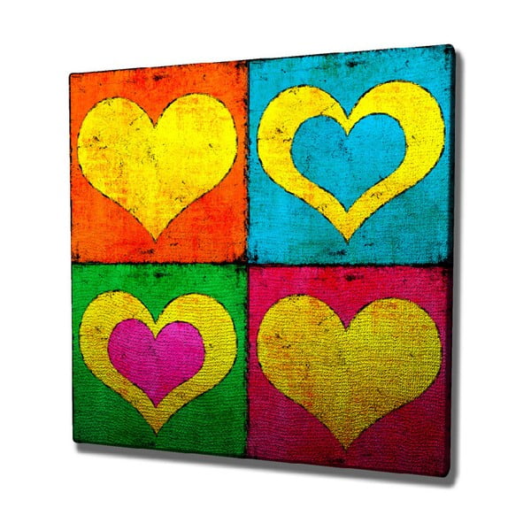 Nástenný obraz na plátne Color Hearts, 45 × 45 cm