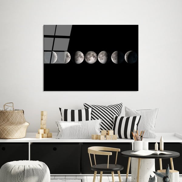 Sklenený obraz 100x70 cm Moon Phases - Wallity-image-2