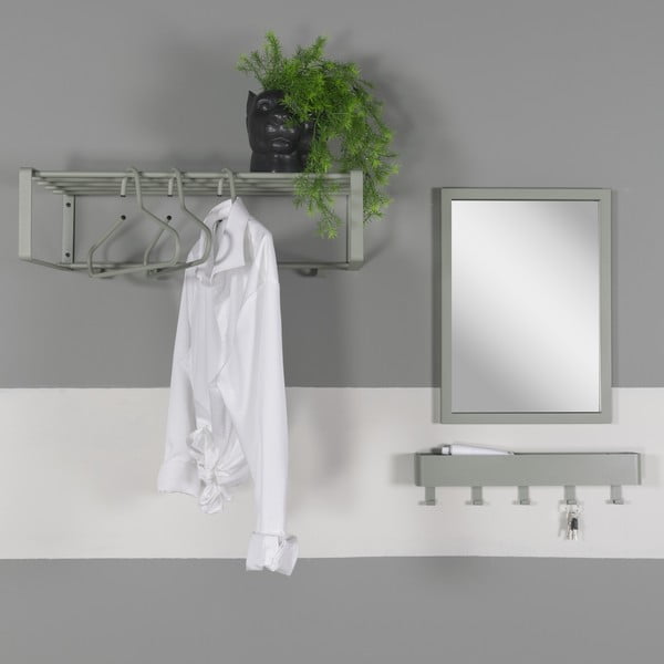 Sivozelený kovový nástenný vešiak s poličkou 52 cm Dax Play – Spinder Design-image-1