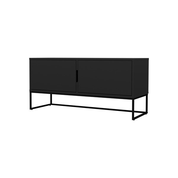 Čierny dvojdverový TV stolík s kovovými nohami v čiernej farbe Tenzo Lipp, šírka 118 cm-image-3
