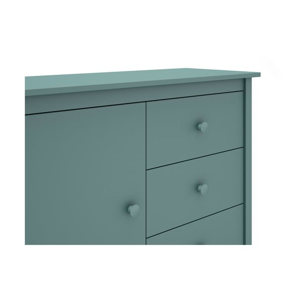 Nízka detská komoda z borovicového dreva v petrolejovej farbe 90x80 cm Max – Marckeric-image-1