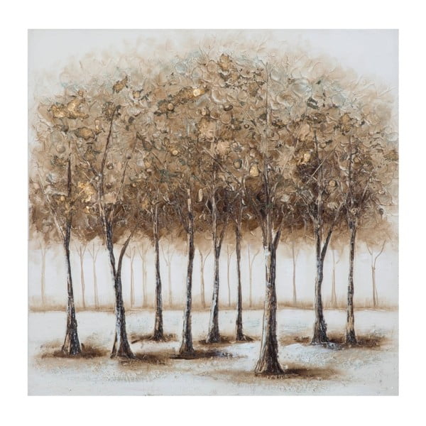 Ručne maľovaný obraz v ráme z borovicového dreva Mauro Ferretti Alberi Night, 80 × 80 cm