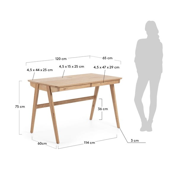 Pracovný stôl Kave Home Jakes Natural, 120 x 65 cm-image-4