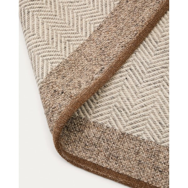 Béžový obojstranný ručne tkaný vlnený koberec 160x230 cm Nifelia – Kave Home-image-4