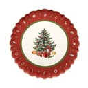 Bielo-červený porcelánový vianočný tanier Toy's Delight Villeroy&Boch, ø 33 cm