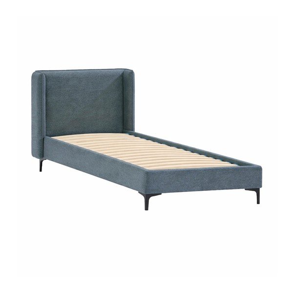 Modrá čalúnená jednolôžková posteľ s roštom 90x200 cm Basti – Ropez