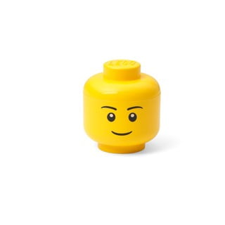 Žltá úložná škatuľa v tvare hlavy LEGO® boy, 10,5 x 10,6 x 12 cm