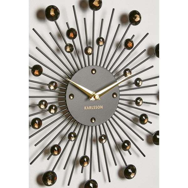 Nástenné hodiny z krištáľov čiernej farby Karlsson Sunburst-image-3